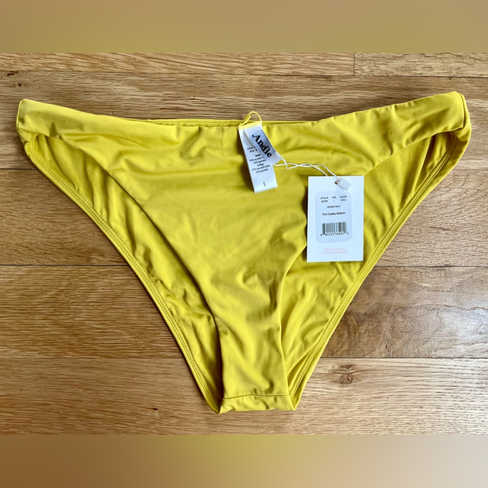 Andie Swim, The Cheeky Bottom, Glossy Eco Nylon, Honeysuckle, Large NWT